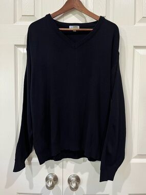 Edwards Classic Pullover V-neck Sweater Dark Blue Men’s Large